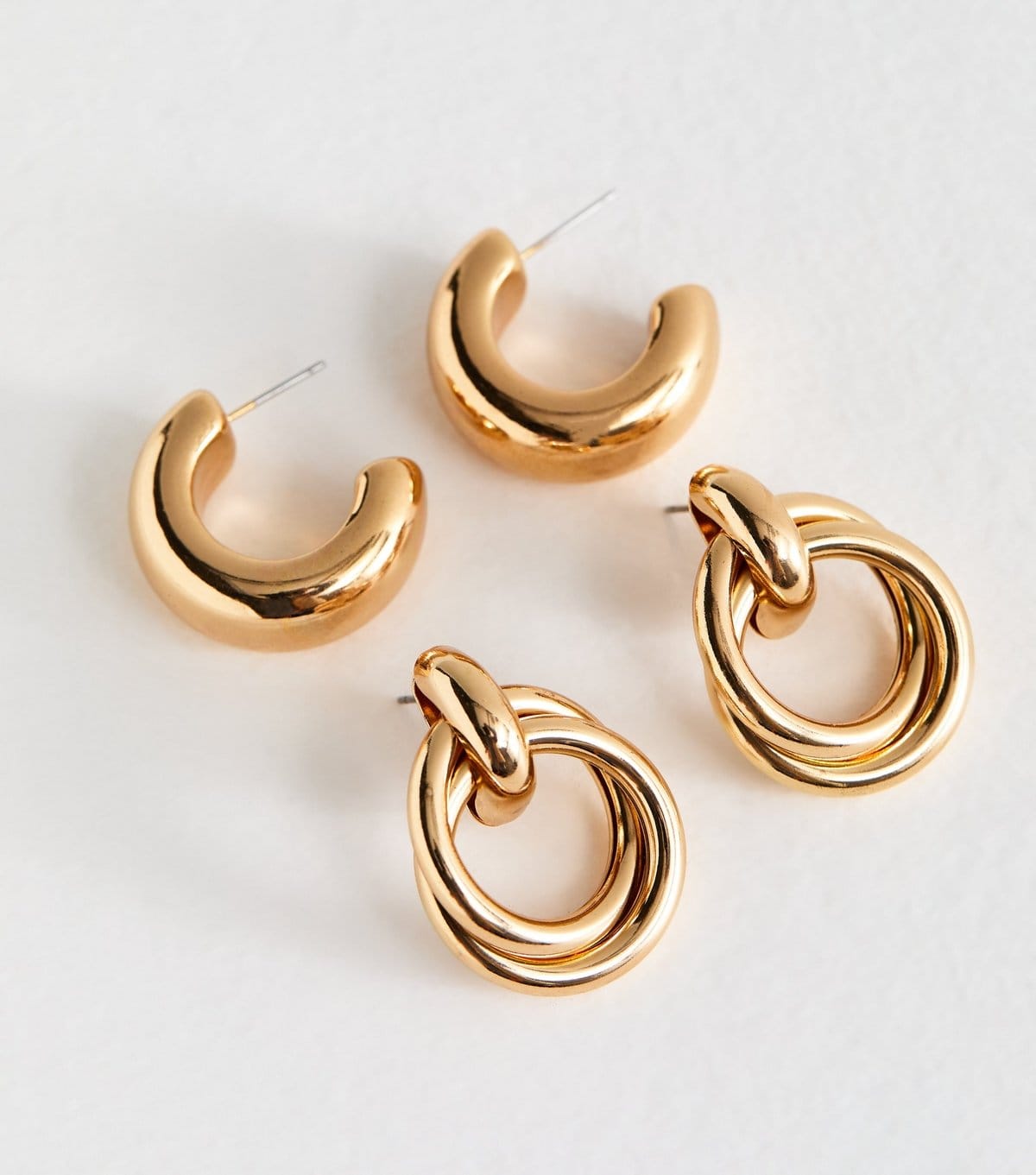 New Look Gold Tone Chunky Hoop Door Knocker Earrings New Look - 4