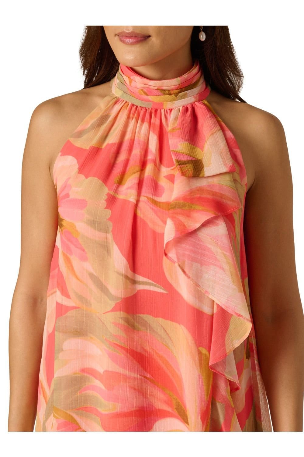 Adrianna Papell Adrianna Papell Women's Halter Trapeze Dress in Coral - 4