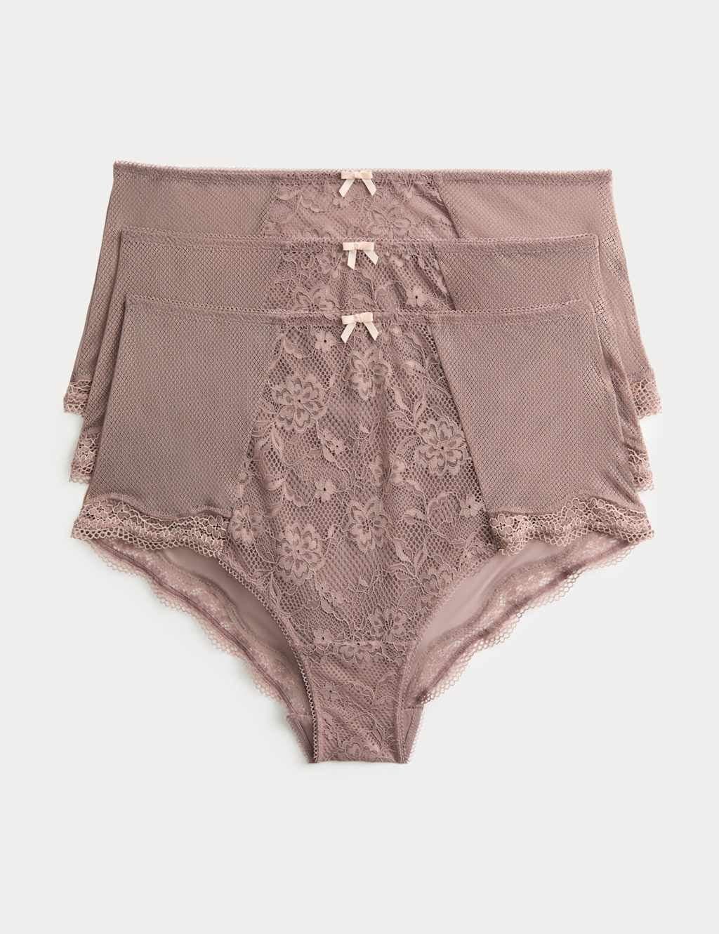 Marks & Spencer M&S 3pk Jasmine Lace High Rise Shorts Praline