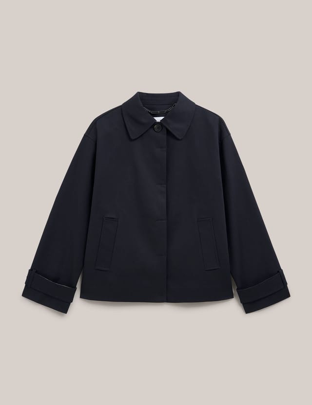 Hobbs London Hobbs London Women's Frida Collared Cropped Trench Coat in Dark Navy - 2