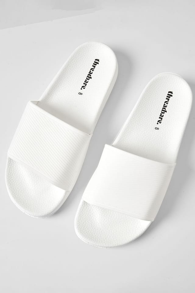 Threadbare threadbare Men's Lightweight Cushioned Sliders in White - 2