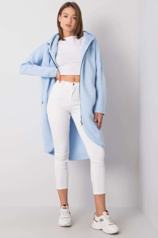 Love Lace Love Lace Women's Extended Cut Zip Hood Sweatshirt with Pockets in Blue - 2