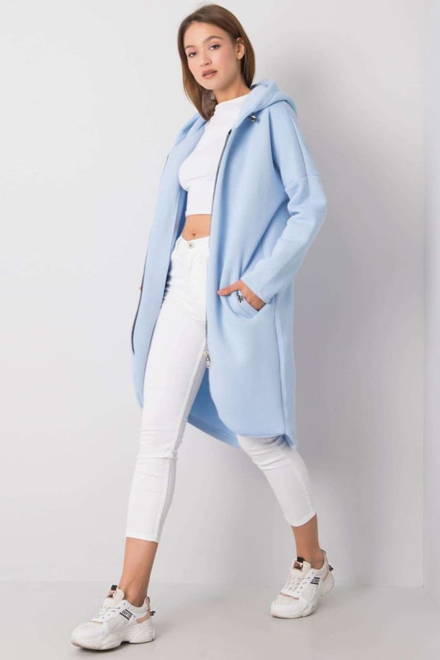 Love Lace Love Lace Women's Extended Cut Zip Hood Sweatshirt with Pockets in Blue - 3