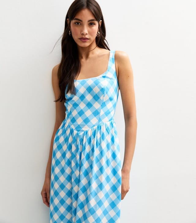 New Look Women's Blue Gingham Bow Back Midi Dress New Look - 3