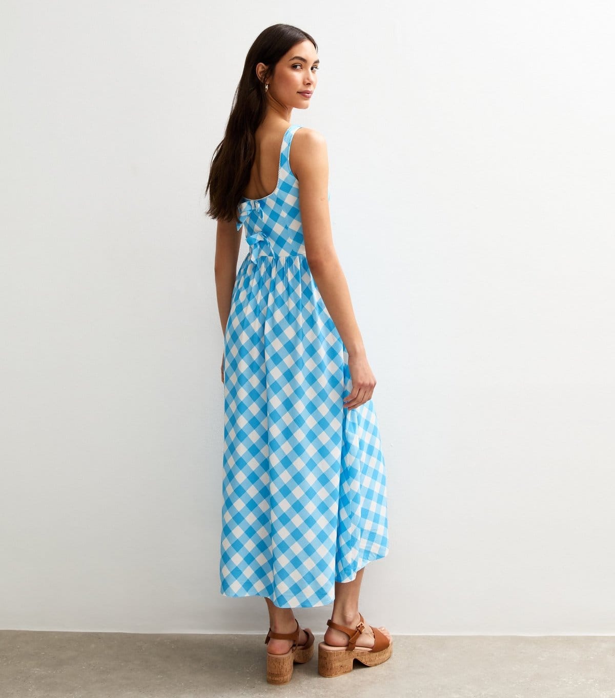 New Look Women's Blue Gingham Bow Back Midi Dress New Look - 4