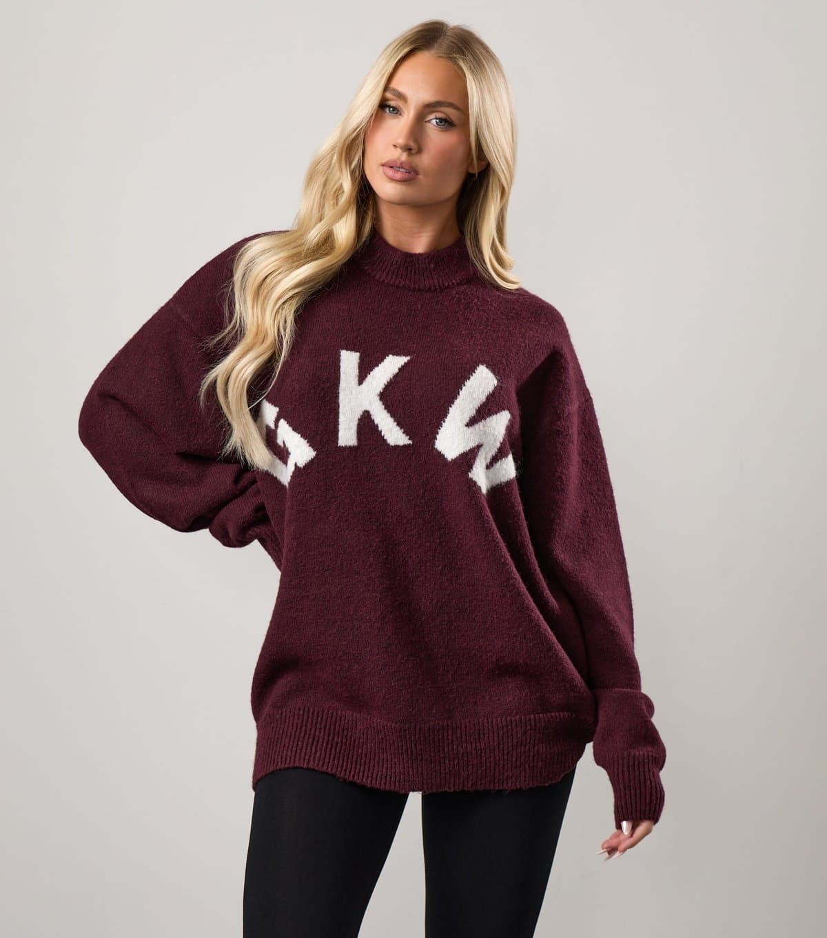 Gym King Women's Burgundy Logo Crew Neck Jumper Gym King New Look