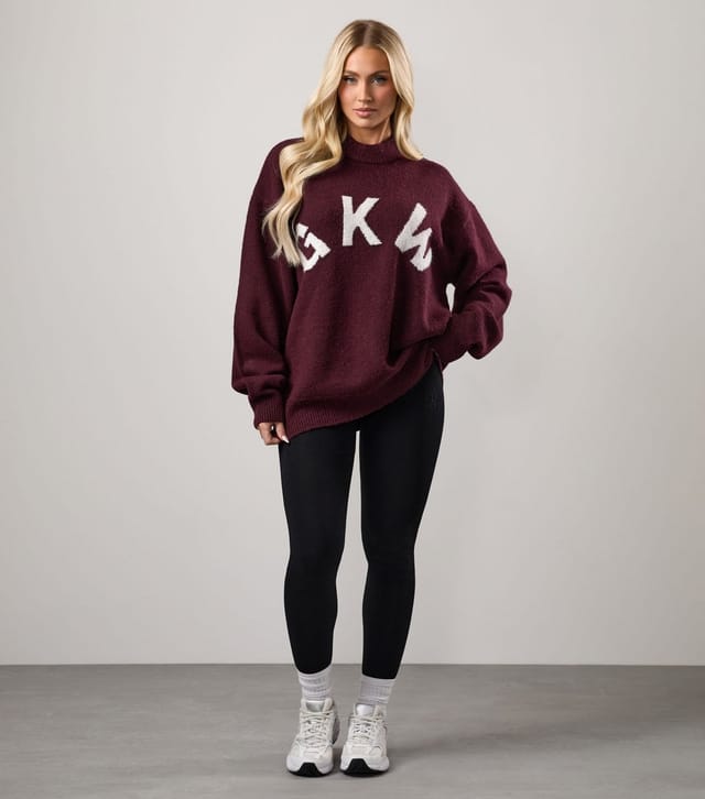 Gym King Women's Burgundy Logo Crew Neck Jumper Gym King New Look - 2