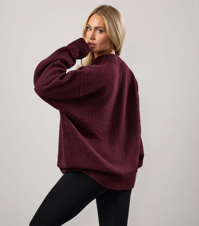 Gym King Women's Burgundy Logo Crew Neck Jumper Gym King New Look - 3