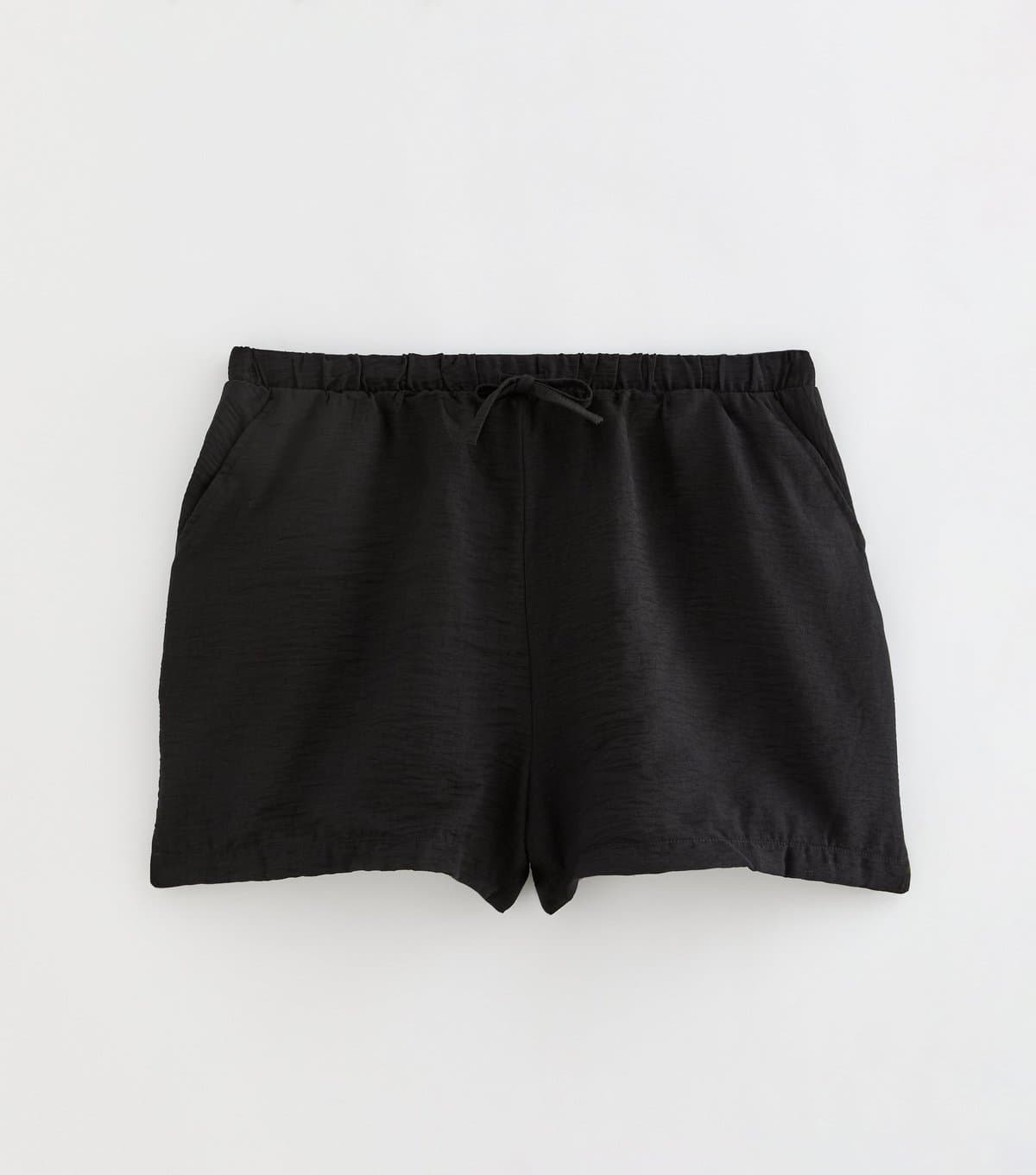 New Look Women's Plus Size Black Woven Drawstring Waist Shorts Curves New Look