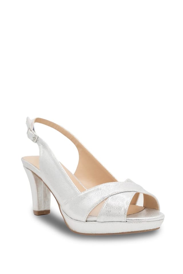 Paradox London Paradox London Women's Faux Leather 'Luisa' Sling Back Platform Sandal in Silver - 2