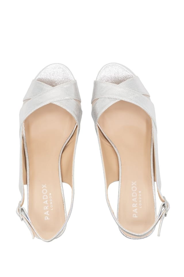 Paradox London Paradox London Women's Faux Leather 'Luisa' Sling Back Platform Sandal in Silver - 3