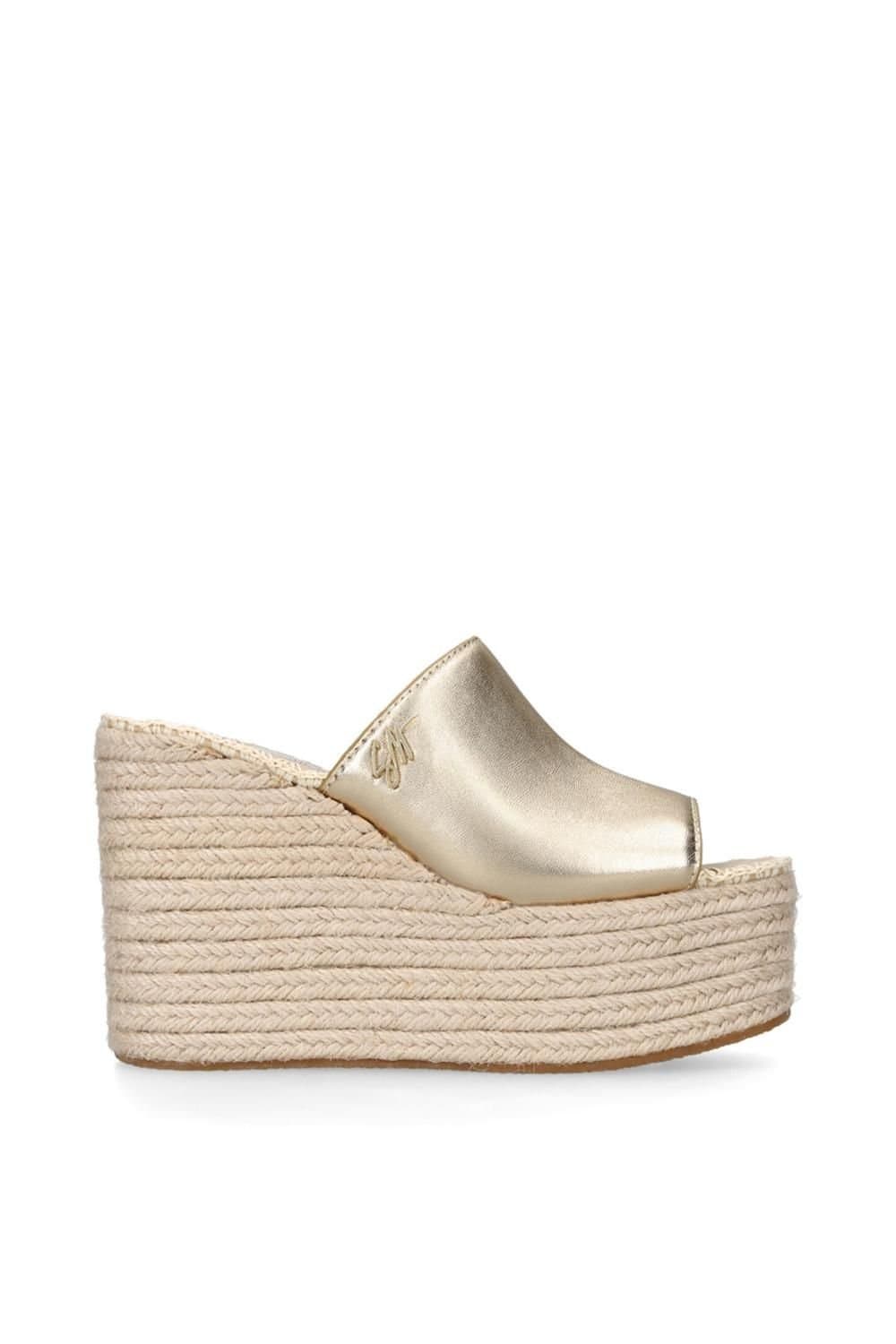 Steve Madden Steve Madden Gold Leather Wedge Sandals