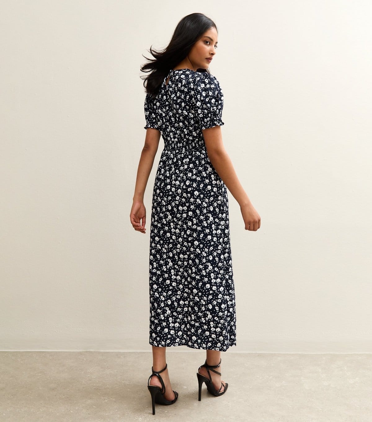 New Look Women's Blue Floral Print Slit Hem Midi Dress New Look - 4