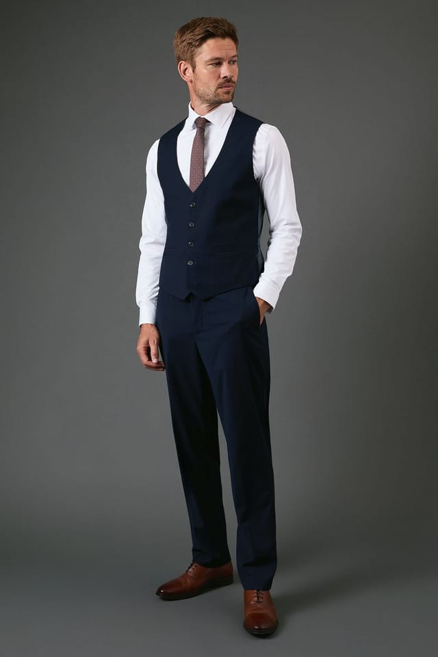 Burton Burton Men's Navy Tailored Fit Essential Waistcoat - 2