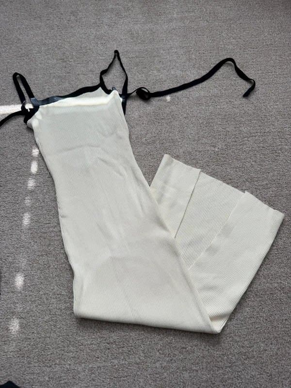Bershka Cream knit ribbed bershka dress