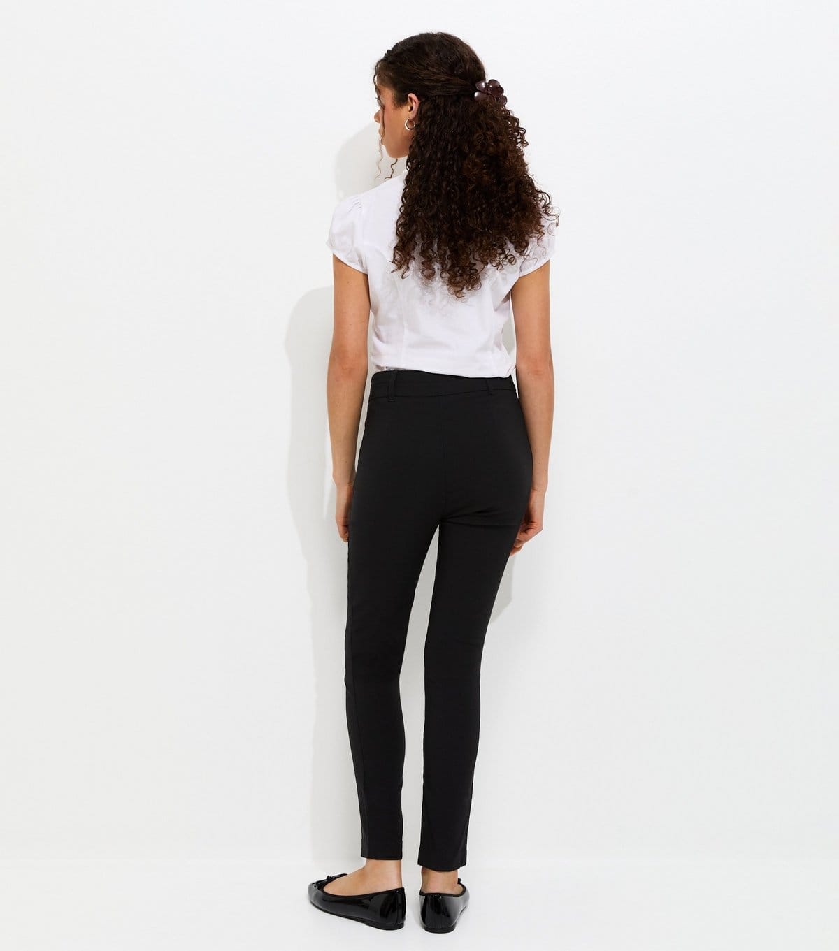 New Look Girls' Black Popper Fastening Skinny Fit School Trousers New Look - 4