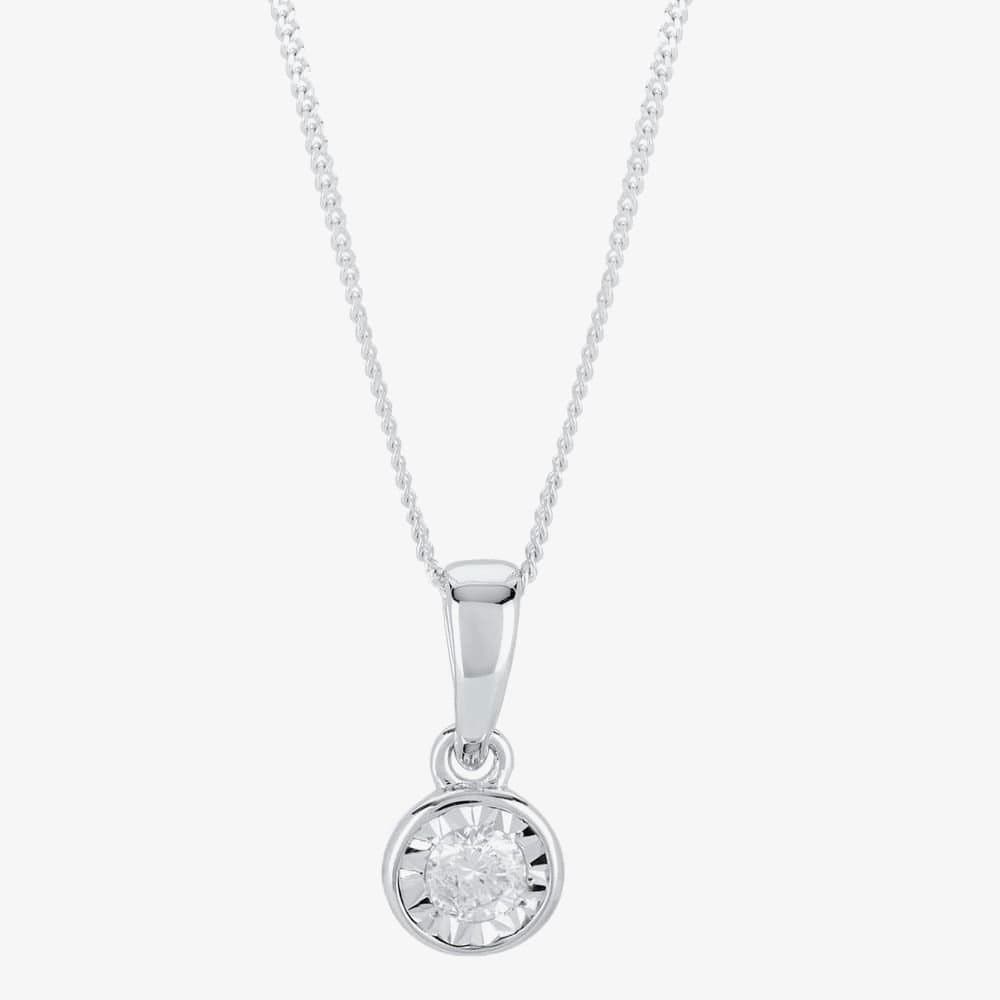 T.H.Baker T.H.Baker Women's 9ct White Gold 0.05ct Diamond Pendant TH0121771 in Silver