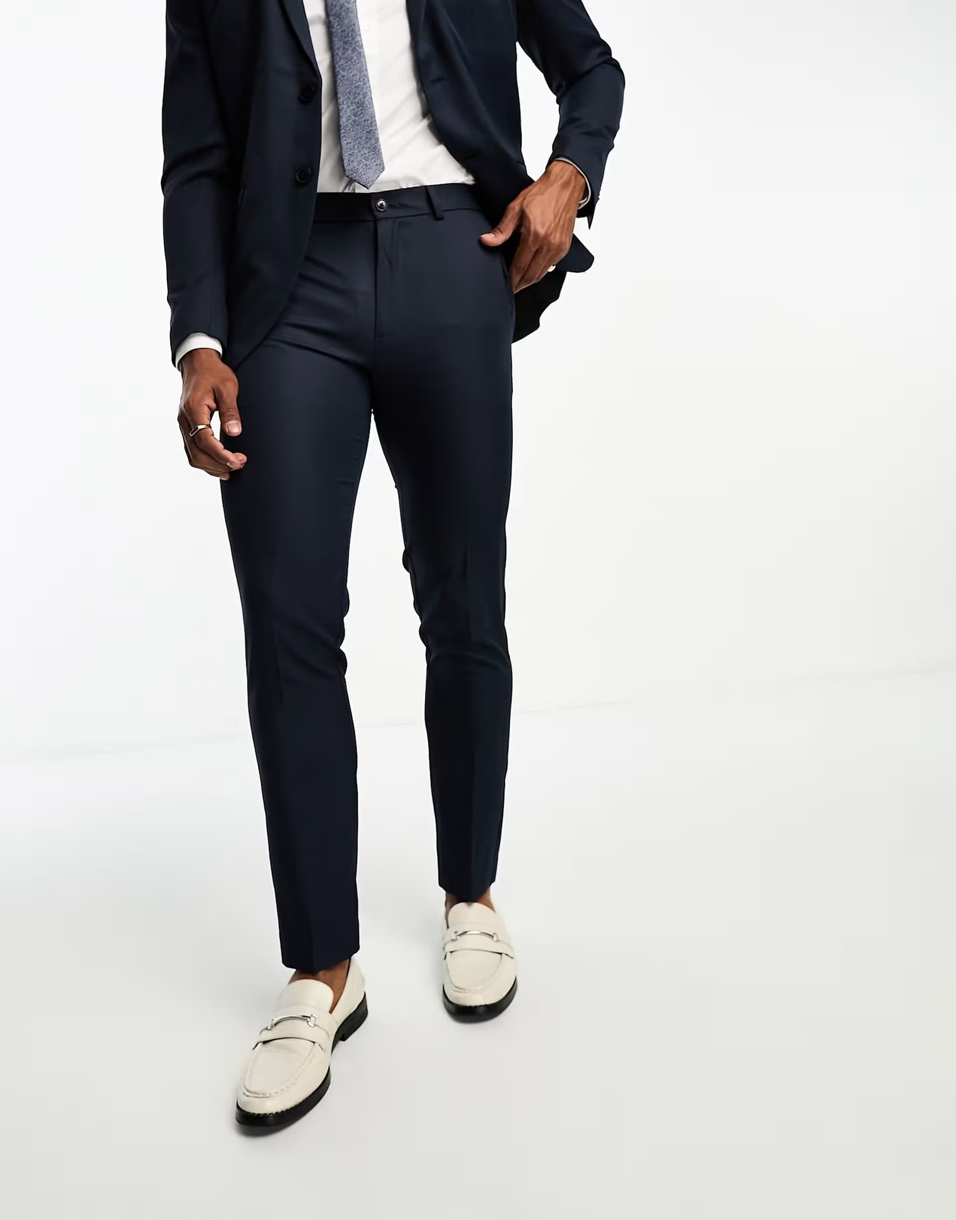 ASOS Jack & Jones suit trousers in slim fit navy