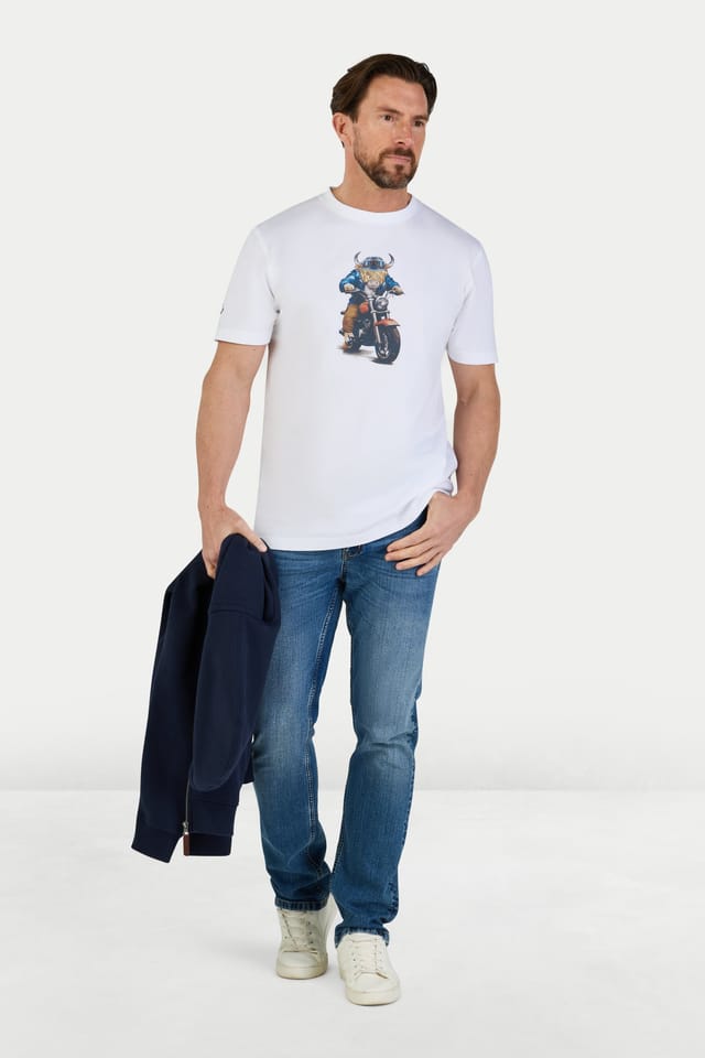 raging bull Raging Bull Men's Biker Bull T-Shirt in White - 2