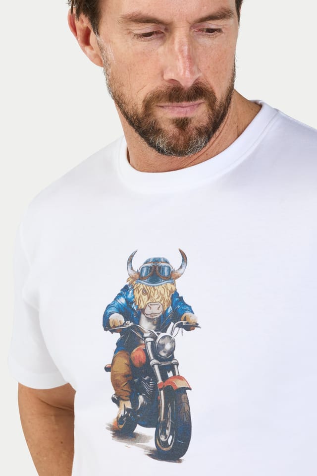 raging bull Raging Bull Men's Biker Bull T-Shirt in White - 3