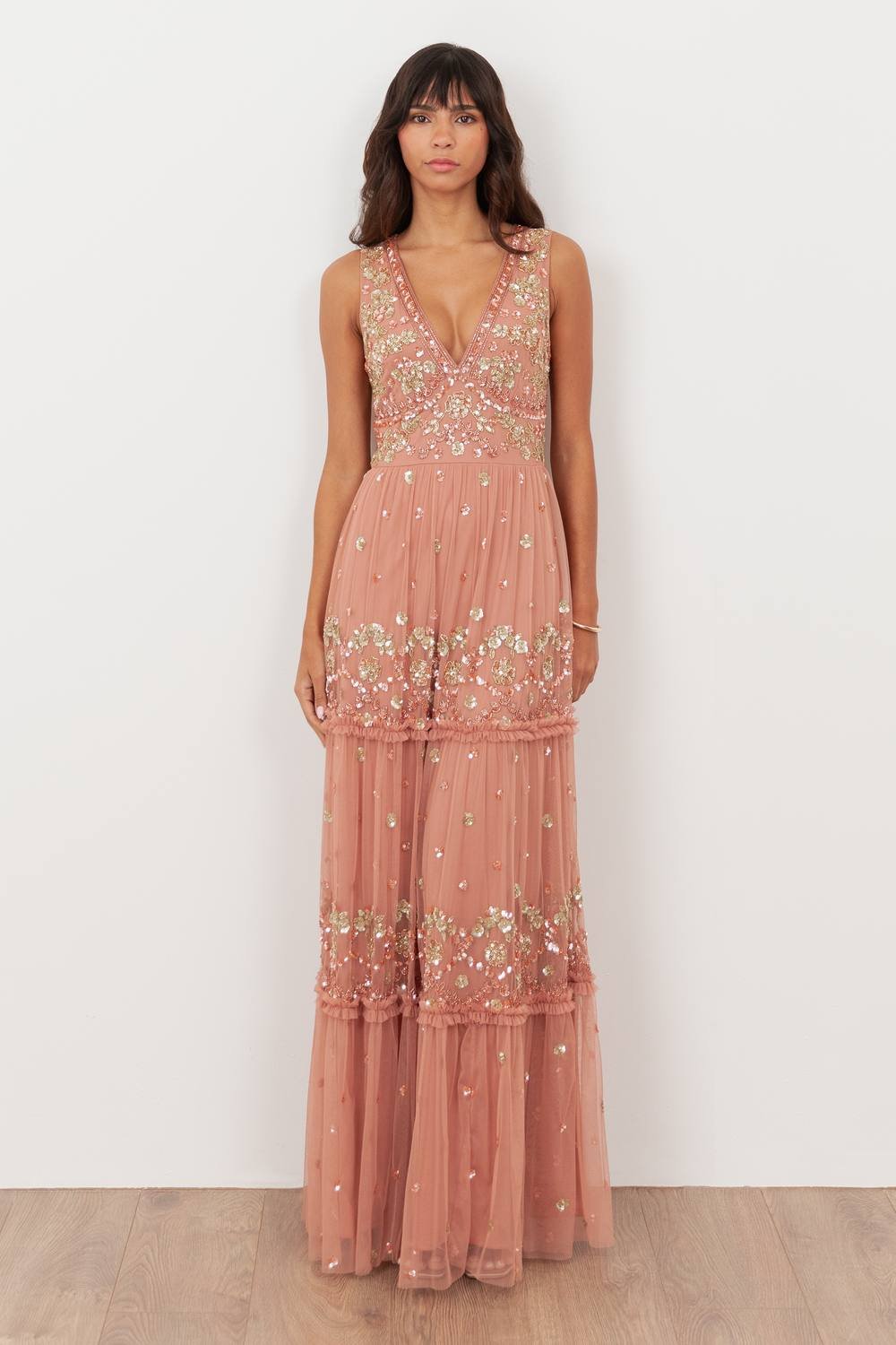 Maya Deluxe Maya Deluxe Women's Embellished Sleeveless Maxi Dress in Pink - 2