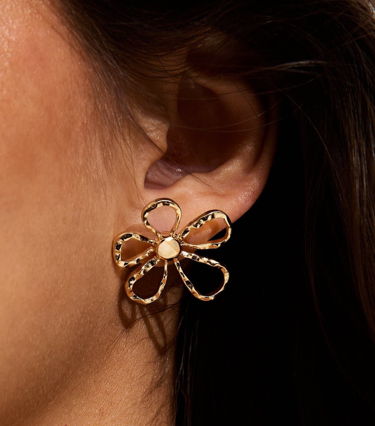 New Look New Look Gold Tone Cut Out Floral Earrings