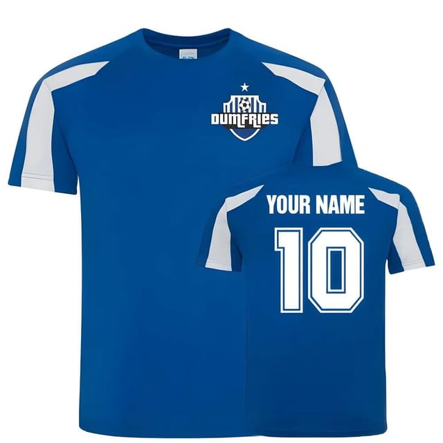 QoS QoS Men's Personalised Your Name Queen Of The South Sports Training Jersey Blue - 2
