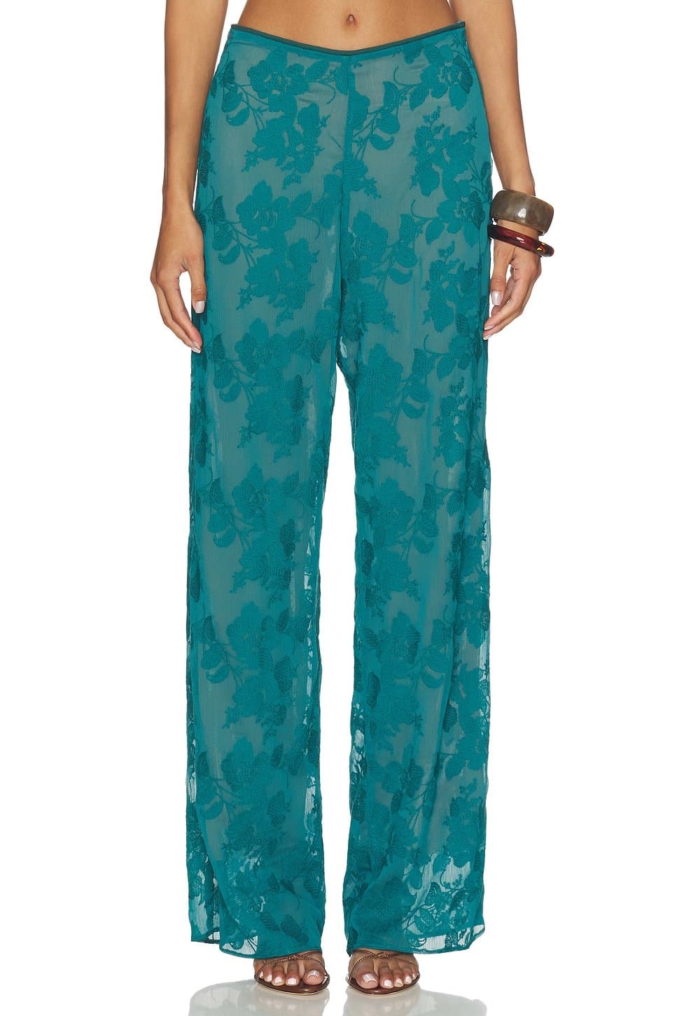 revolve Revolve Floral Print Maxi Pants in Teal
