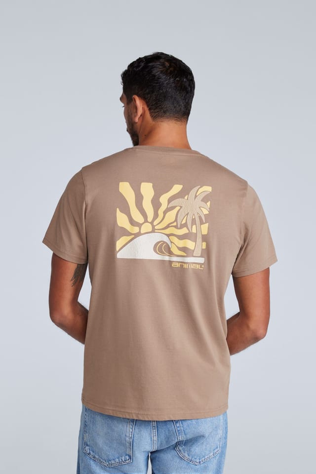 Animal Animal Men's 'Jacob' Short Sleeve Relaxed Fit Lightweight Casual Cotton T-Shirt in Tan - 3