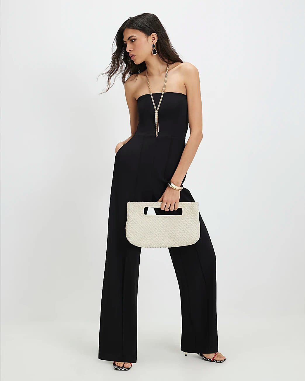 River Island River Island Womens Black Sleeveless Bandeau Jumpsuit