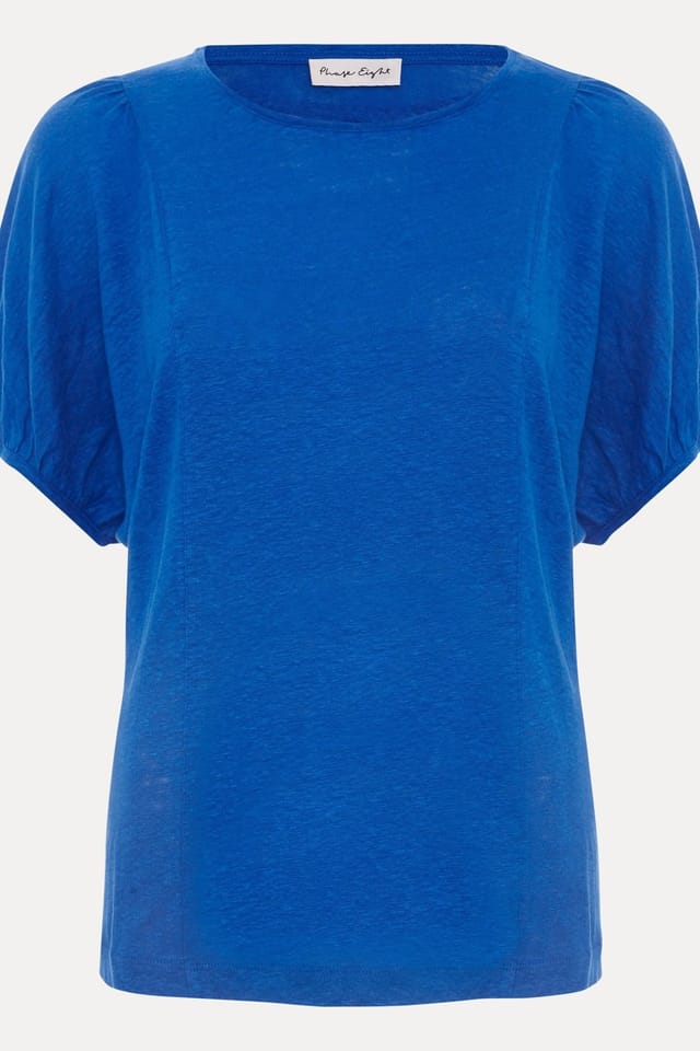 Phase Eight Phase Eight Women's Arabel Linen Puff-Sleeve T-Shirt in Cobalt - 2