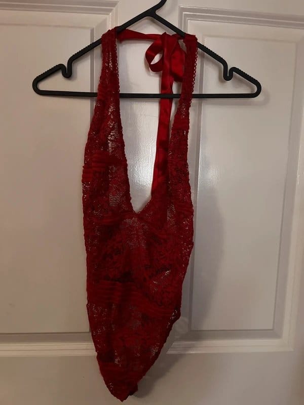 ASOS Red Lace Halter Neck Bodysuit