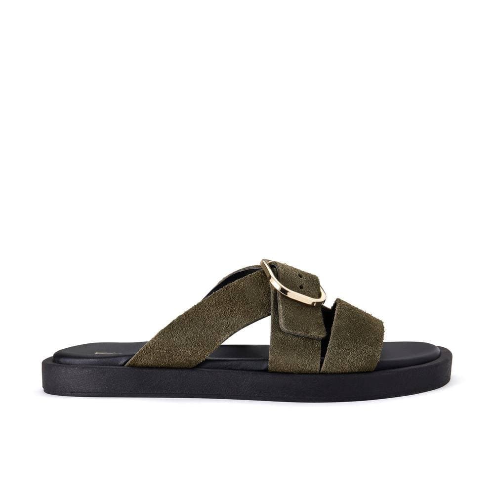 Clarks Clarks Women's Ravina Strap Olive Flat Sandals in Green
