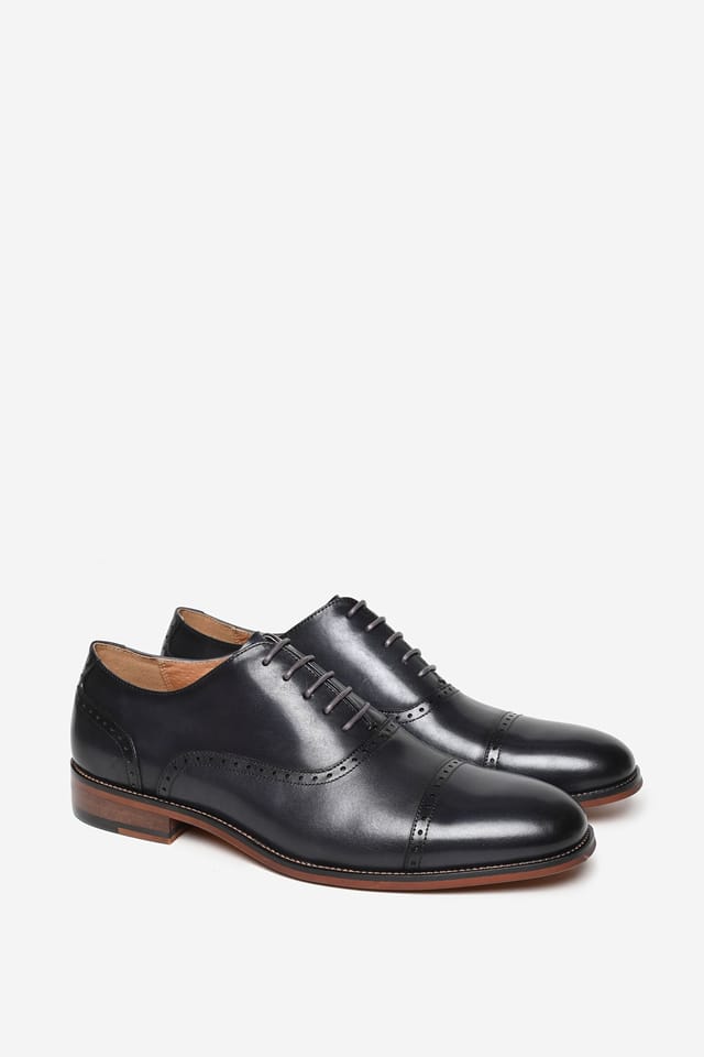 Alexander Pace Alexander Pace Men's 'Eldridge' Premium Leather Oxford Shoes in Dark Grey - 2
