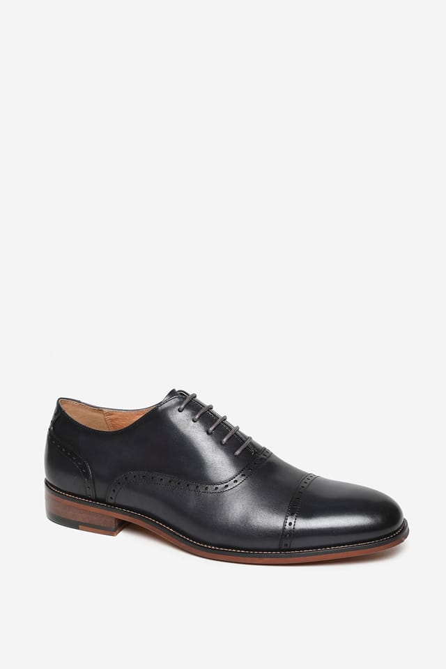 Alexander Pace Alexander Pace Men's 'Eldridge' Premium Leather Oxford Shoes in Dark Grey - 3