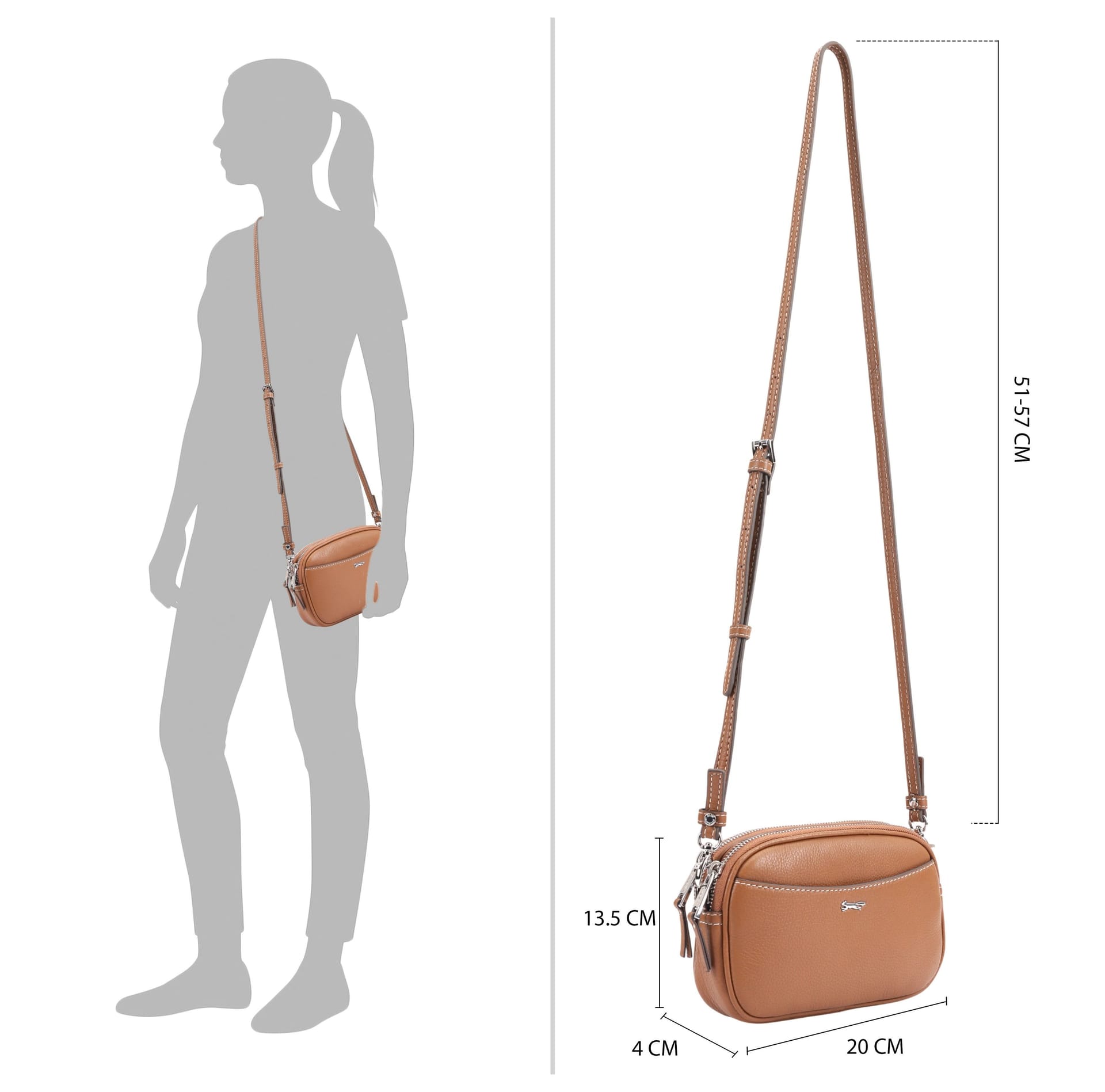 Paul Costelloe Paul Costelloe Women's Baldo Leather Crossbody Bag in Brown - 4