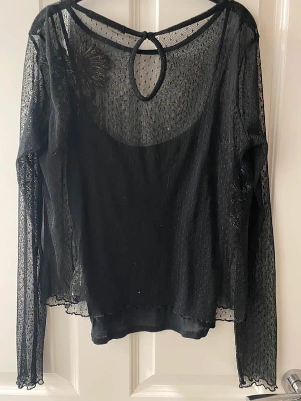 Bershka Embroidered mesh top