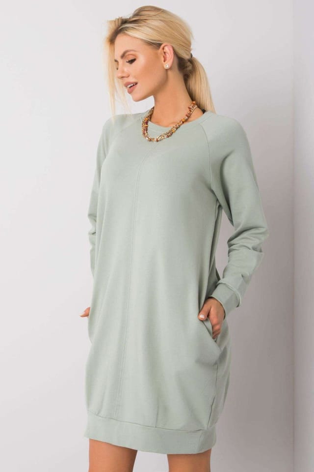 Love Lace Love Lace Women's Cotton Elastane Casual Knee Length Dress in Green - 2