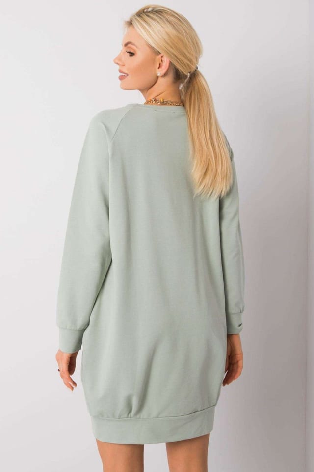 Love Lace Love Lace Women's Cotton Elastane Casual Knee Length Dress in Green - 3