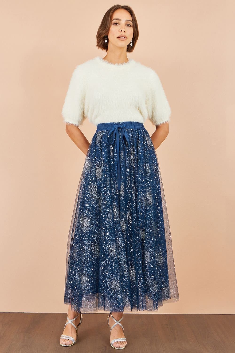 Yumi Yumi Women's Navy Star Sparkle Tulle Skirt