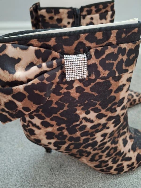 New Look Leopard print Ankle boots with diamanté bow detail