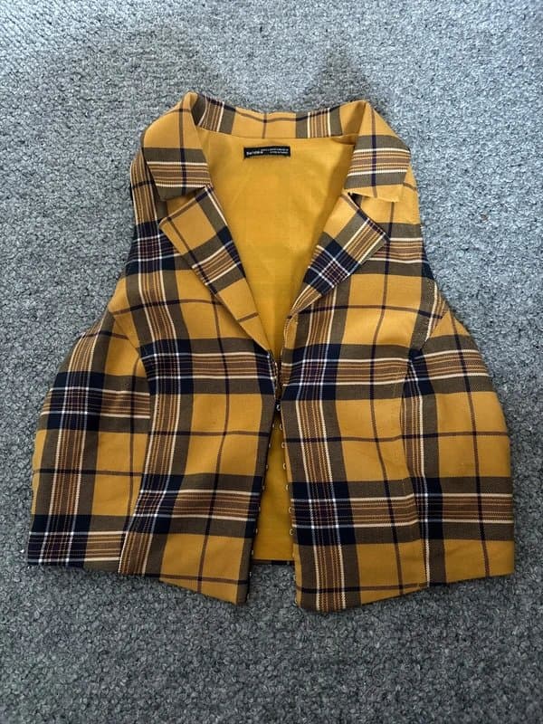 Bershka Plaid fitted waistcoat