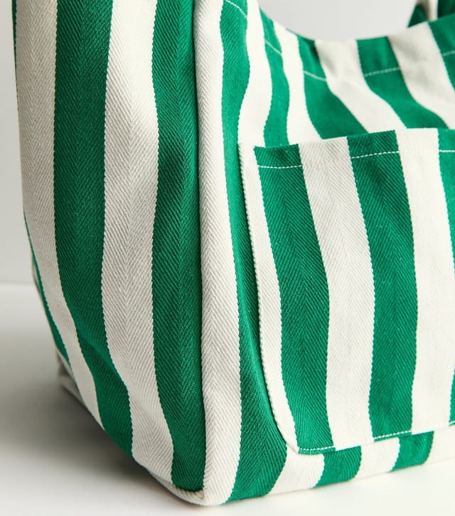 New Look Green Striped Slouchy Tote Bag New Look - 3