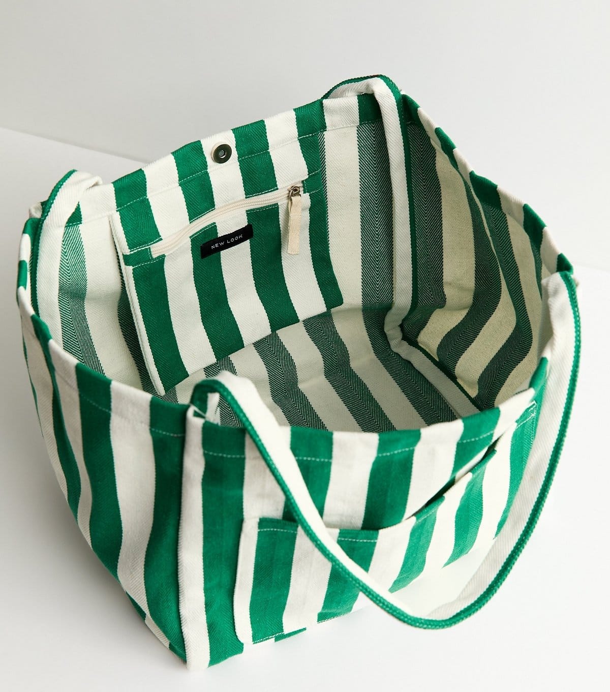 New Look Green Striped Slouchy Tote Bag New Look - 4