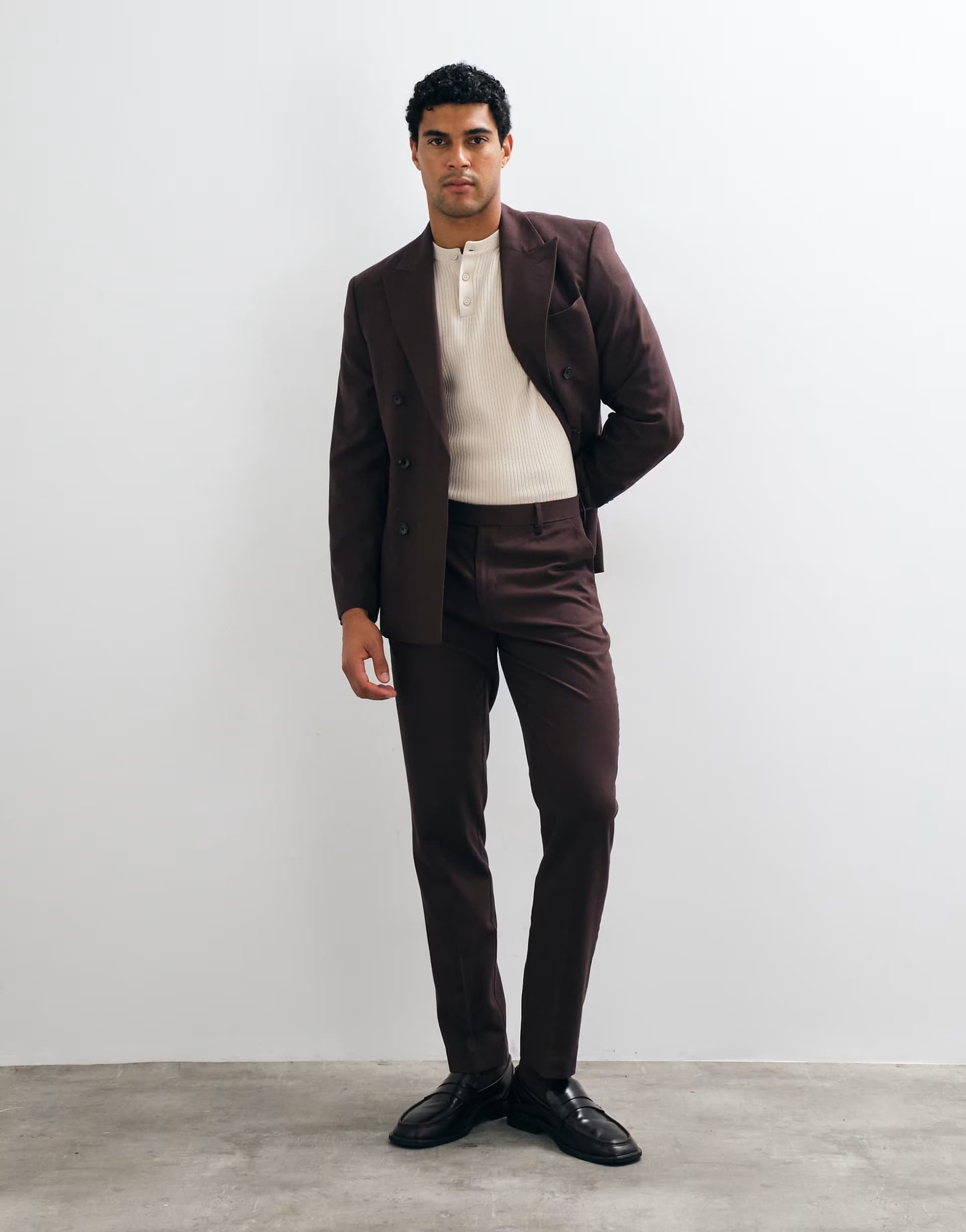 ASOS ASOS DESIGN slim suit trouser in brown flannel