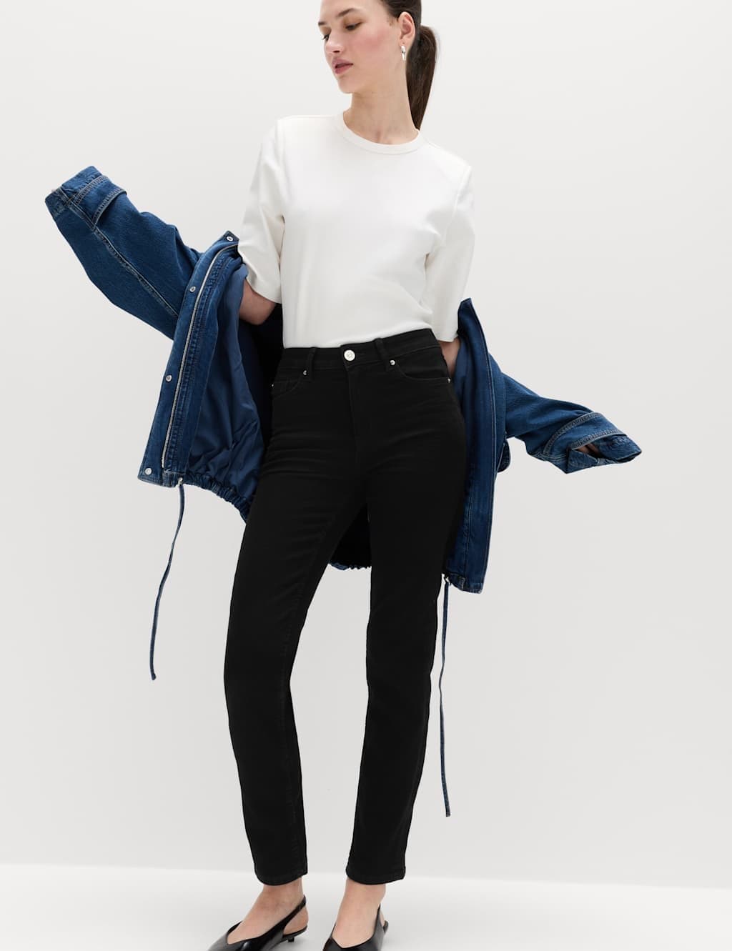 Marks & Spencer M&S Sienna Straight Leg Jeans Black Mix