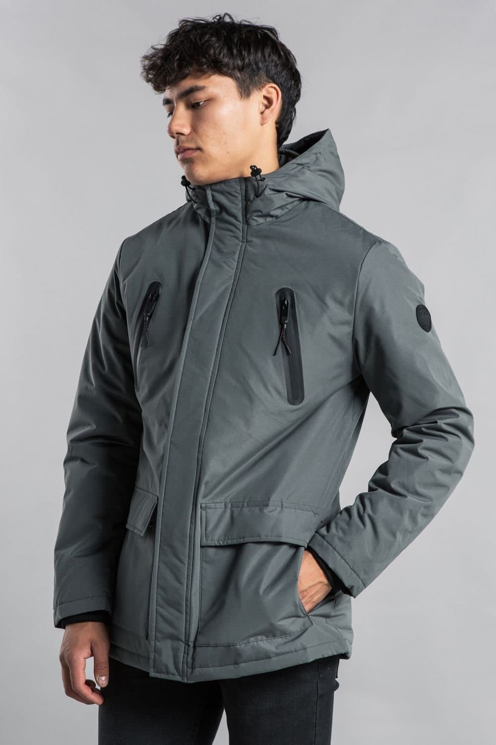 Tokyo Laundry Tokyo Laundry Men's Hooded Padded Jacket with Microfleece Lining in Grey