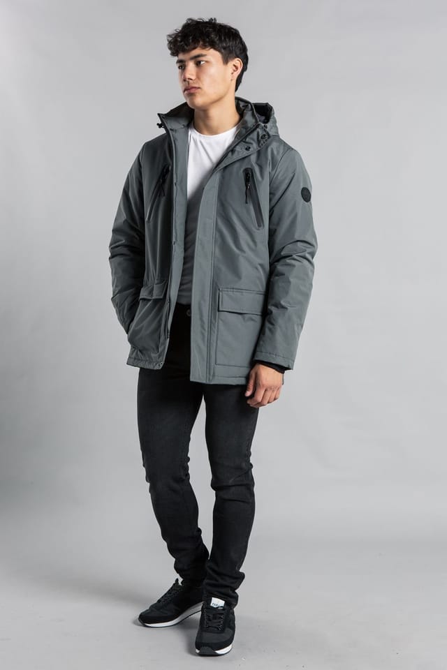 Tokyo Laundry Tokyo Laundry Men's Hooded Padded Jacket with Microfleece Lining in Grey - 3