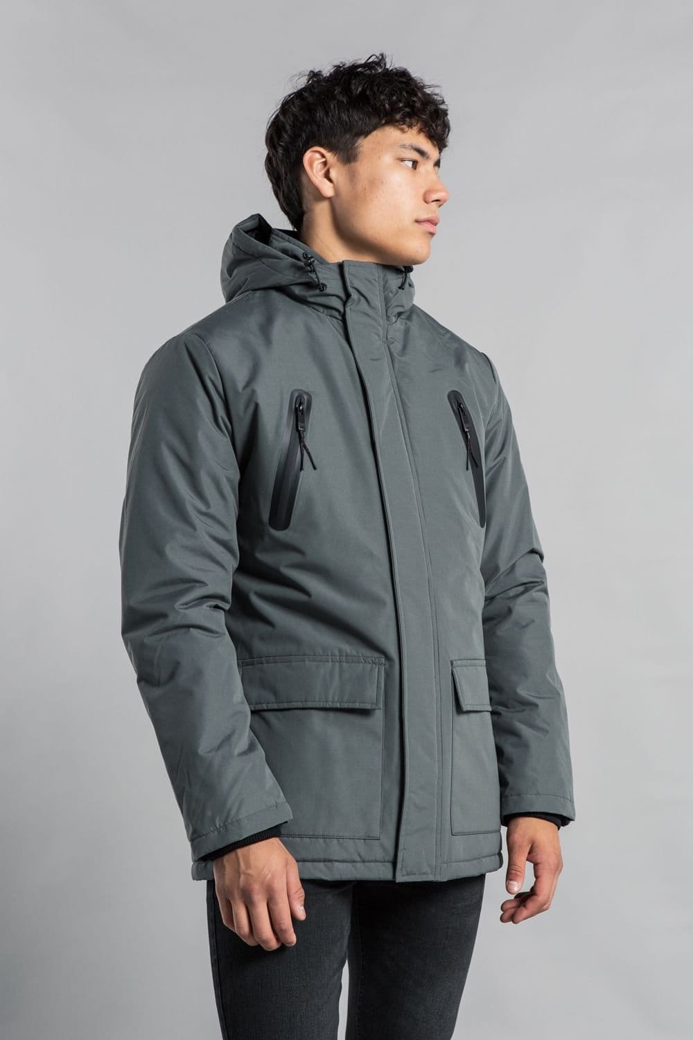 Tokyo Laundry Tokyo Laundry Men's Hooded Padded Jacket with Microfleece Lining in Grey - 4