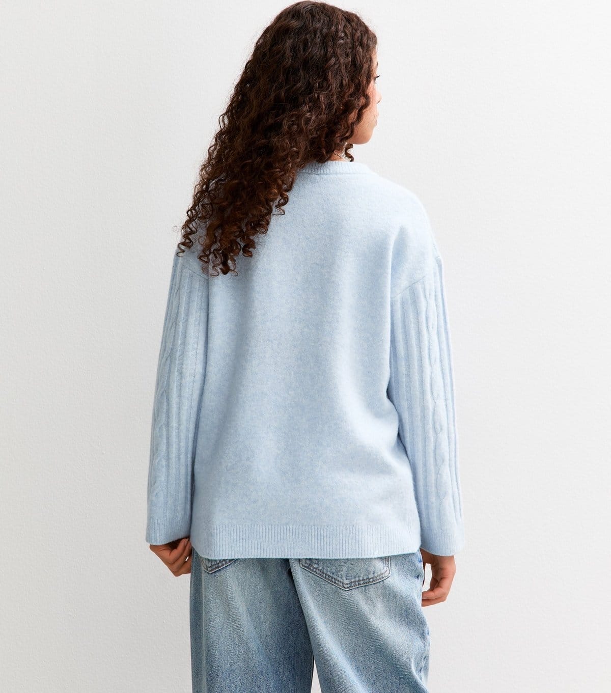 New Look Girls' Light Blue Slouchy Cable Knit Jumper New Look - 4